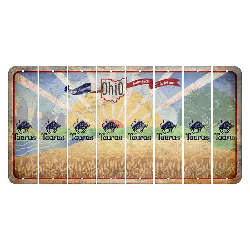 Sunrise in Ohio Cut License Plate Strips (Set of 8) Zodiac Sign - Taurus