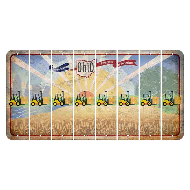 Sunrise in Ohio Cut License Plate Strips (Set of 8) Forklift