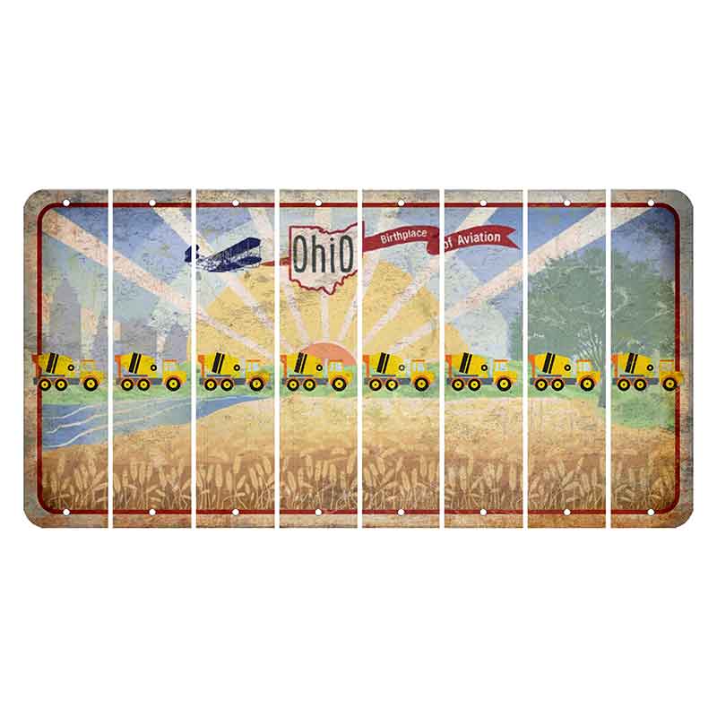 Sunrise in Ohio Cut License Plate Strips (Set of 8) Cement Truck