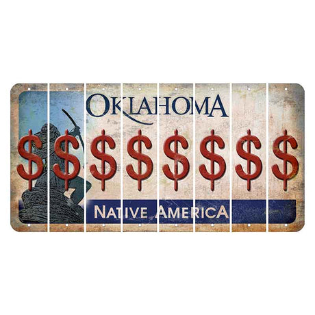 Oklahoma Sacred Rain Arrow Cut License Plate Strips (Set of 8) Dollar Sign