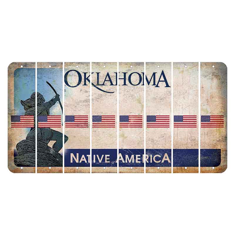 Oklahoma Sacred Rain Arrow Cut License Plate Strips (Set of 8) American Flag