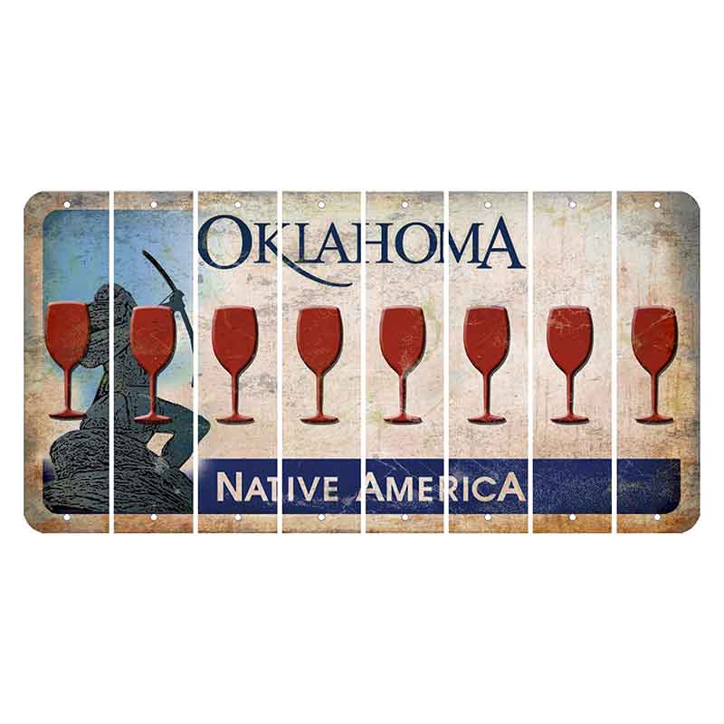 Oklahoma Sacred Rain Arrow Cut License Plate Strips (Set of 8) Wine Glass