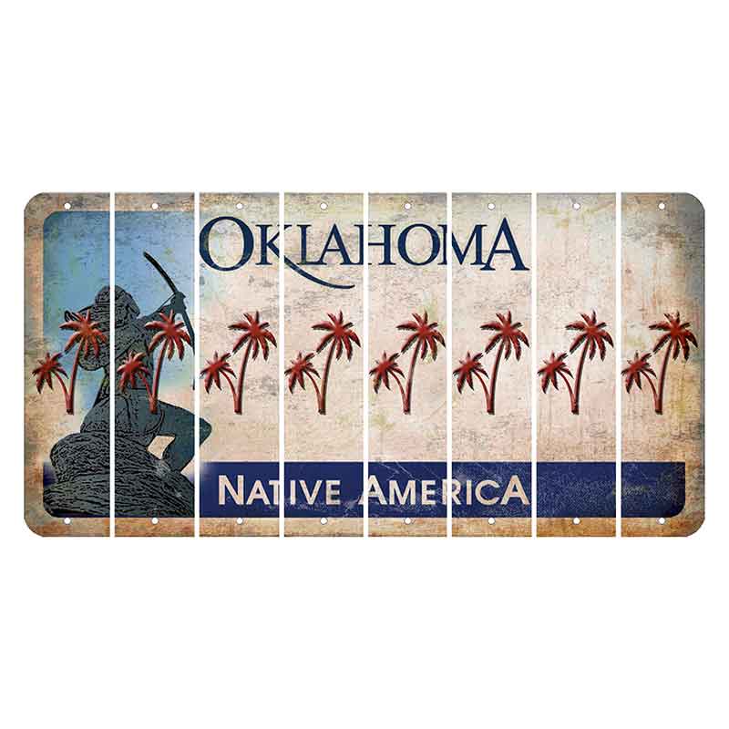 Oklahoma Sacred Rain Arrow Cut License Plate Strips (Set of 8) Palm Trees