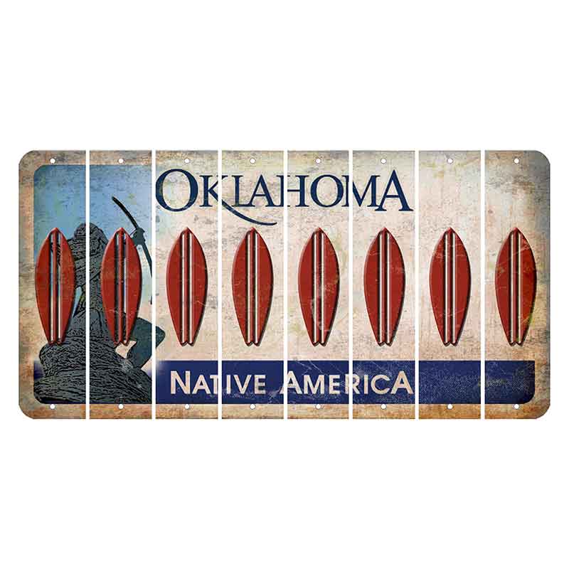 Oklahoma Sacred Rain Arrow Cut License Plate Strips (Set of 8) Surfboard