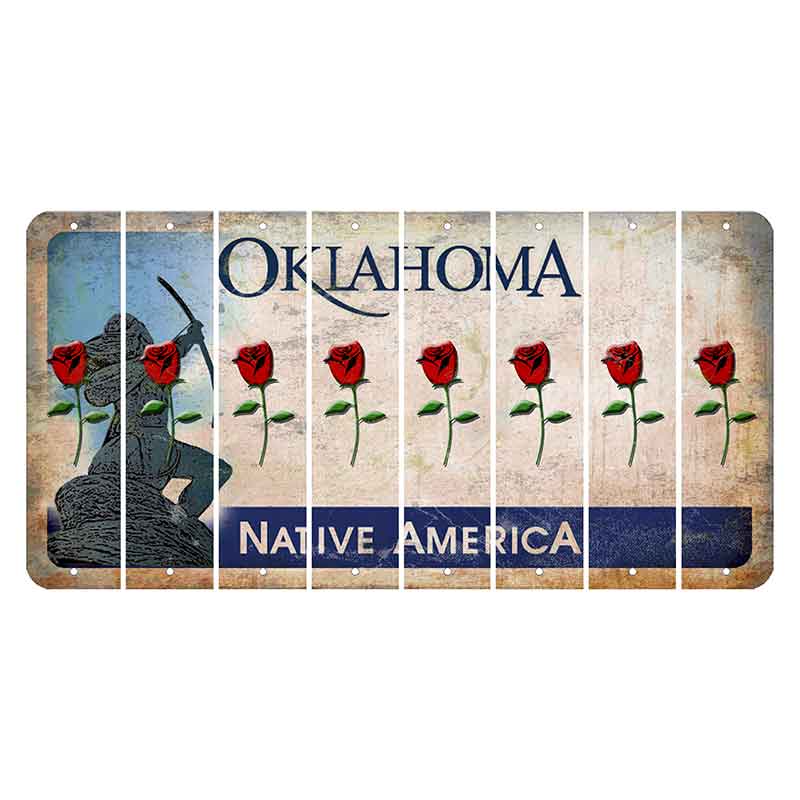 Oklahoma Sacred Rain Arrow Cut License Plate Strips (Set of 8) Red Rose