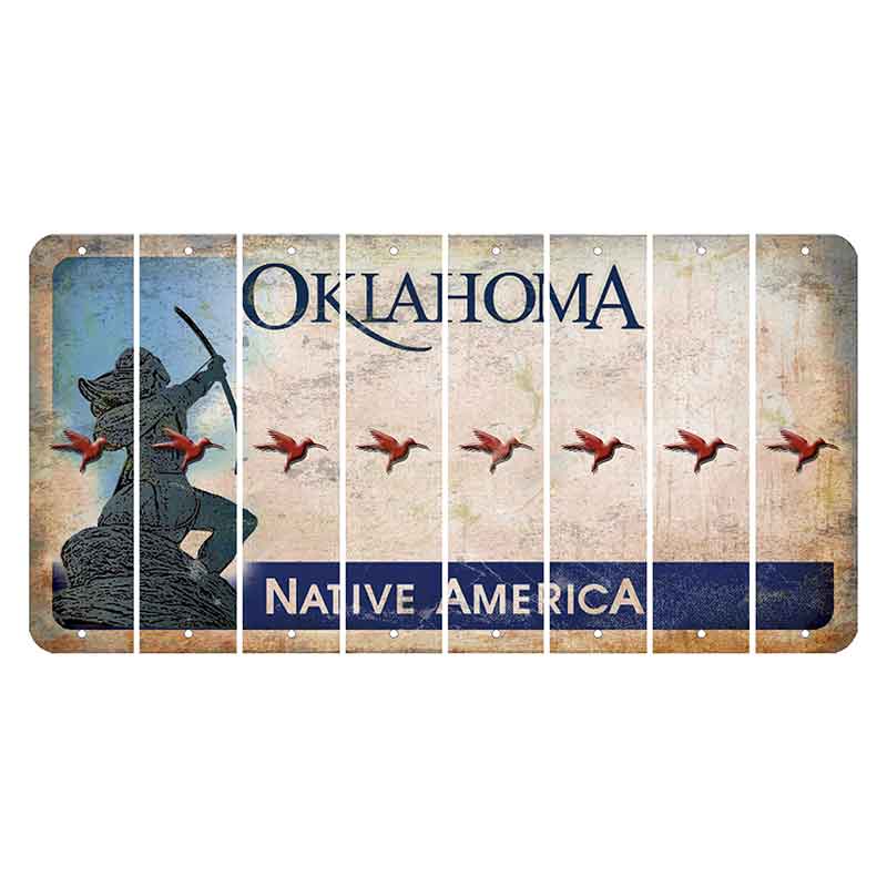 Oklahoma Sacred Rain Arrow Cut License Plate Strips (Set of 8) Hummingbird