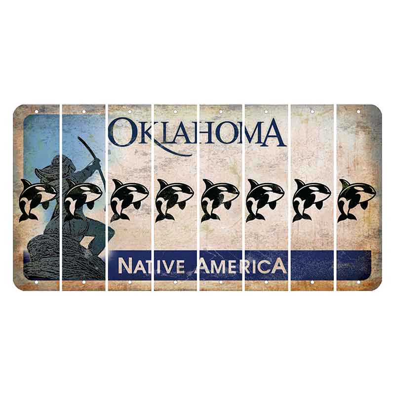 Oklahoma Sacred Rain Arrow Cut License Plate Strips (Set of 8) Whale