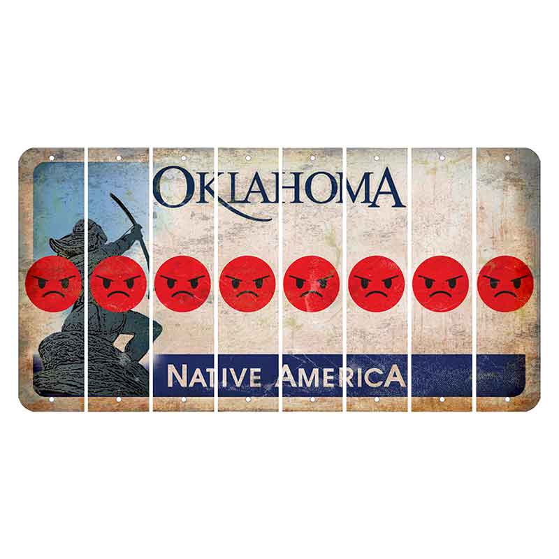 Oklahoma Sacred Rain Arrow Cut License Plate Strips (Set of 8) Emoji - Angry