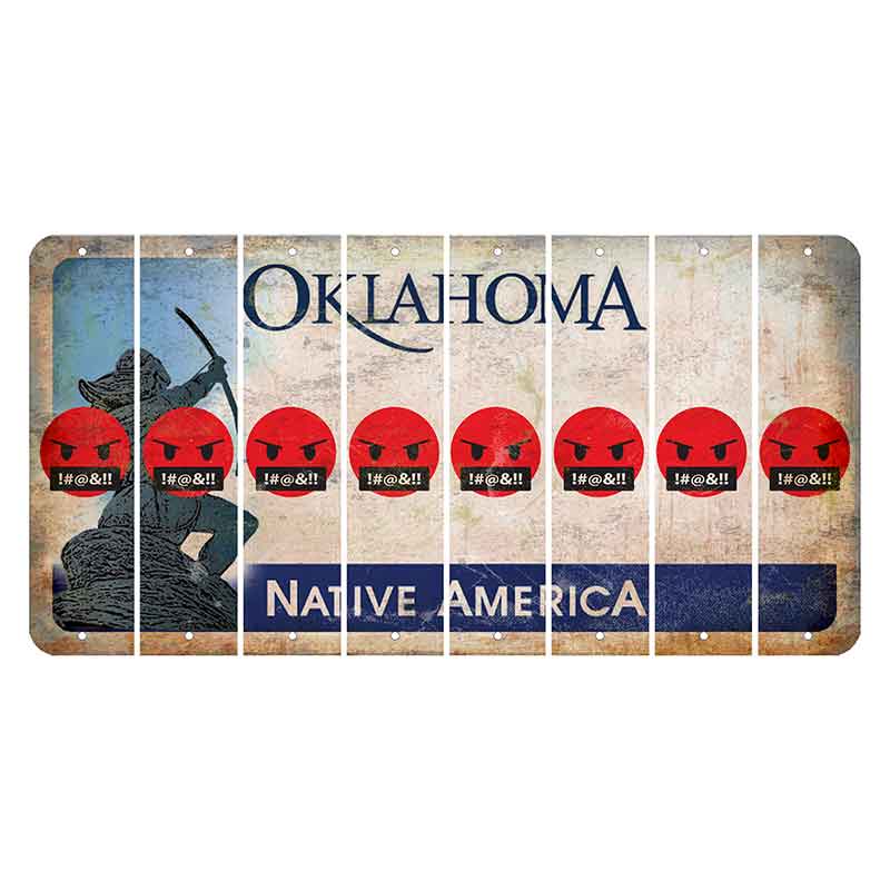 Oklahoma Sacred Rain Arrow Cut License Plate Strips (Set of 8) Emoji - Pissed