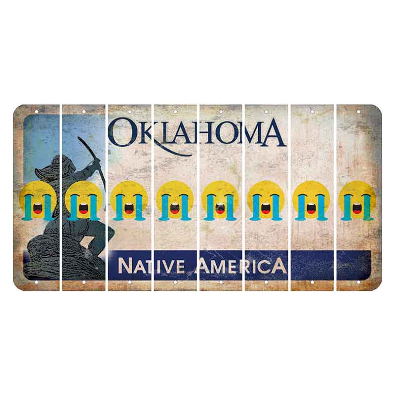 Oklahoma Sacred Rain Arrow Cut License Plate Strips (Set of 8) Emoji - Crying