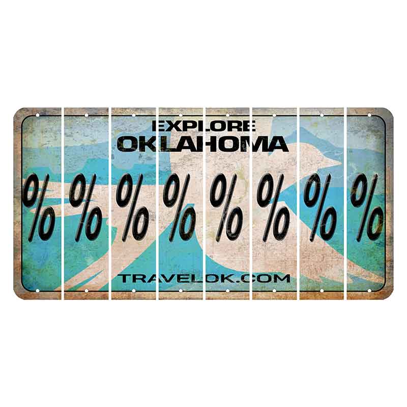 Oklahoma Scissor-Tailed Flycatcher Cut License Plate Strips (Set of 8) Percent Sign