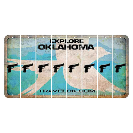 Oklahoma Scissor-Tailed Flycatcher Cut License Plate Strips (Set of 8) Handgun