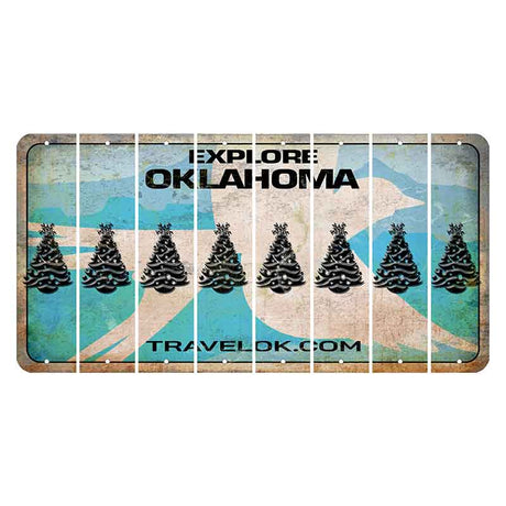 Oklahoma Scissor-Tailed Flycatcher Cut License Plate Strips (Set of 8) Christmas Tree