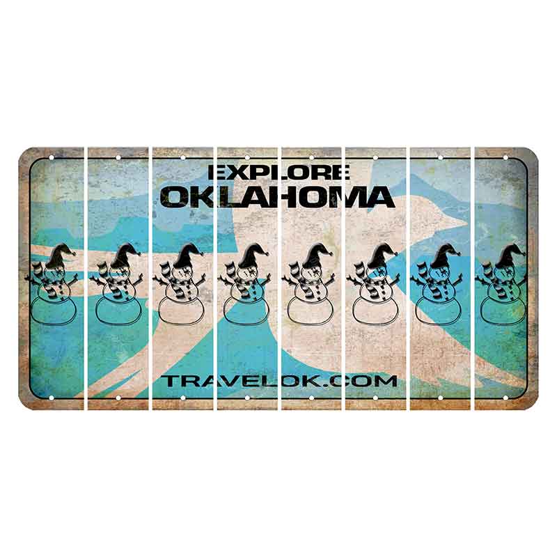 Oklahoma Scissor-Tailed Flycatcher Cut License Plate Strips (Set of 8) Snowman