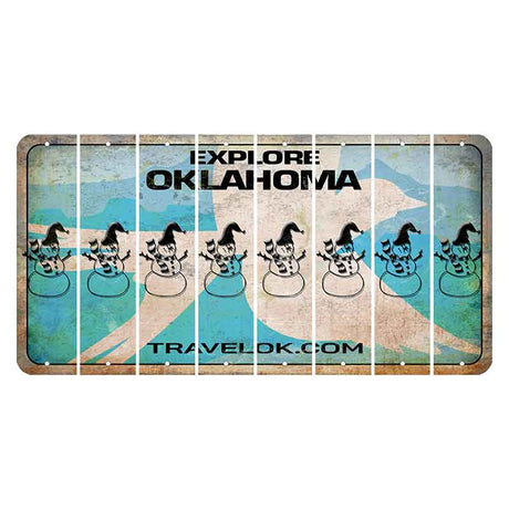 Oklahoma Scissor-Tailed Flycatcher Cut License Plate Strips (Set of 8) Snowman