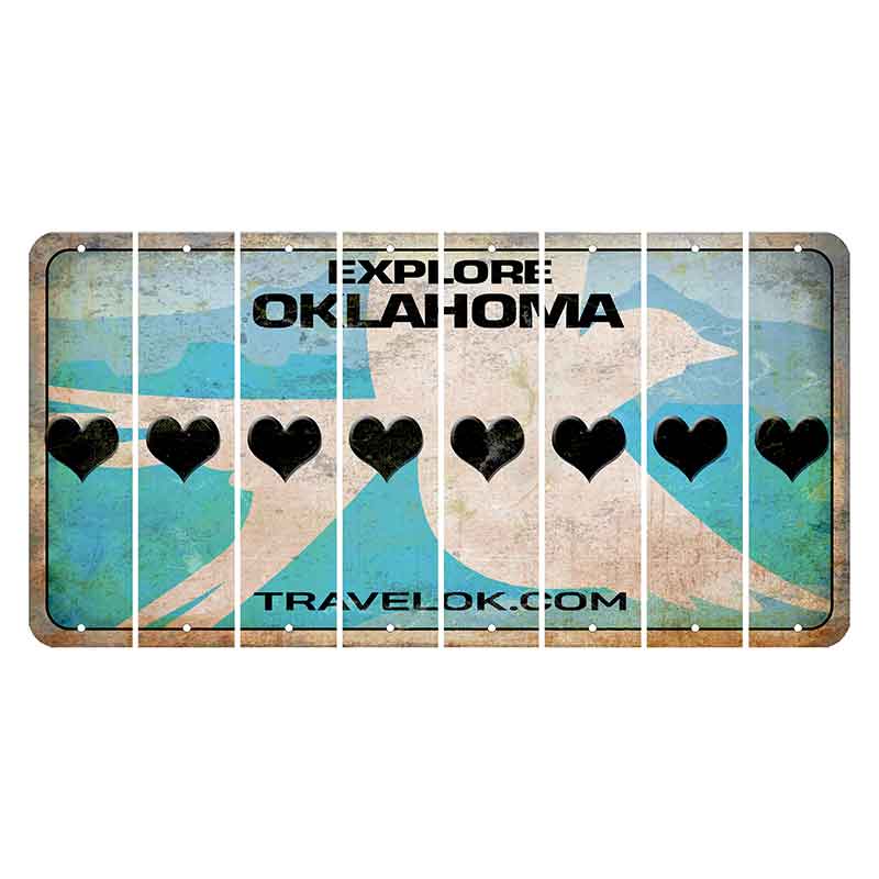 Oklahoma Scissor-Tailed Flycatcher Cut License Plate Strips (Set of 8) Heart