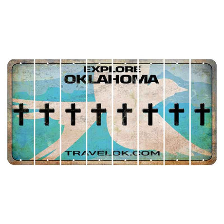 Oklahoma Scissor-Tailed Flycatcher Cut License Plate Strips (Set of 8) Cross