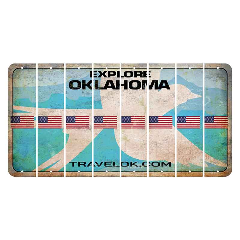 Oklahoma Scissor-Tailed Flycatcher Cut License Plate Strips (Set of 8) American Flag