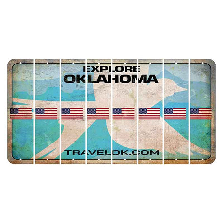 Oklahoma Scissor-Tailed Flycatcher Cut License Plate Strips (Set of 8) American Flag