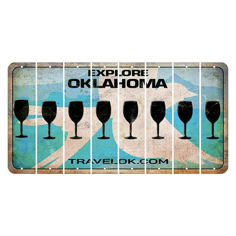 Oklahoma Scissor-Tailed Flycatcher Cut License Plate Strips (Set of 8) Wine Glass