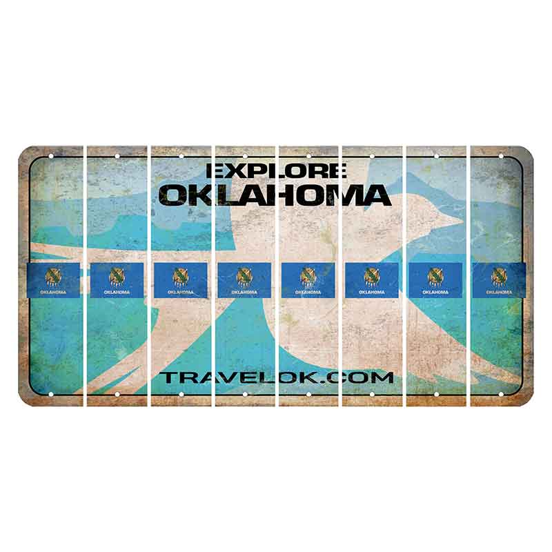 Oklahoma Scissor-Tailed Flycatcher Cut License Plate Strips (Set of 8) State Flag