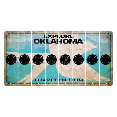 Oklahoma Scissor-Tailed Flycatcher Cut License Plate Strips (Set of 8) Fire Badge