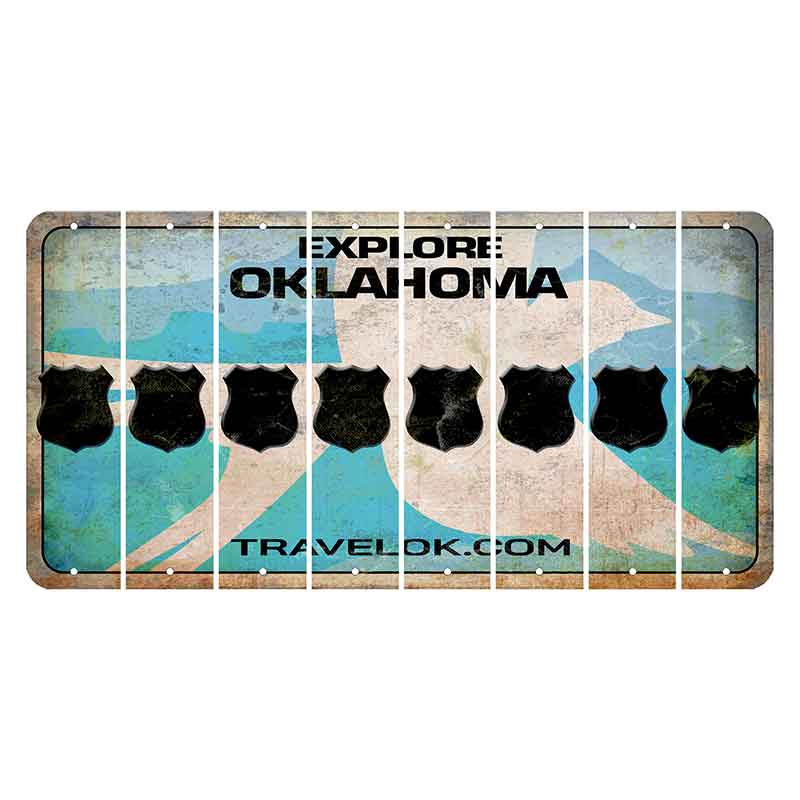 Oklahoma Scissor-Tailed Flycatcher Cut License Plate Strips (Set of 8) Police Badge