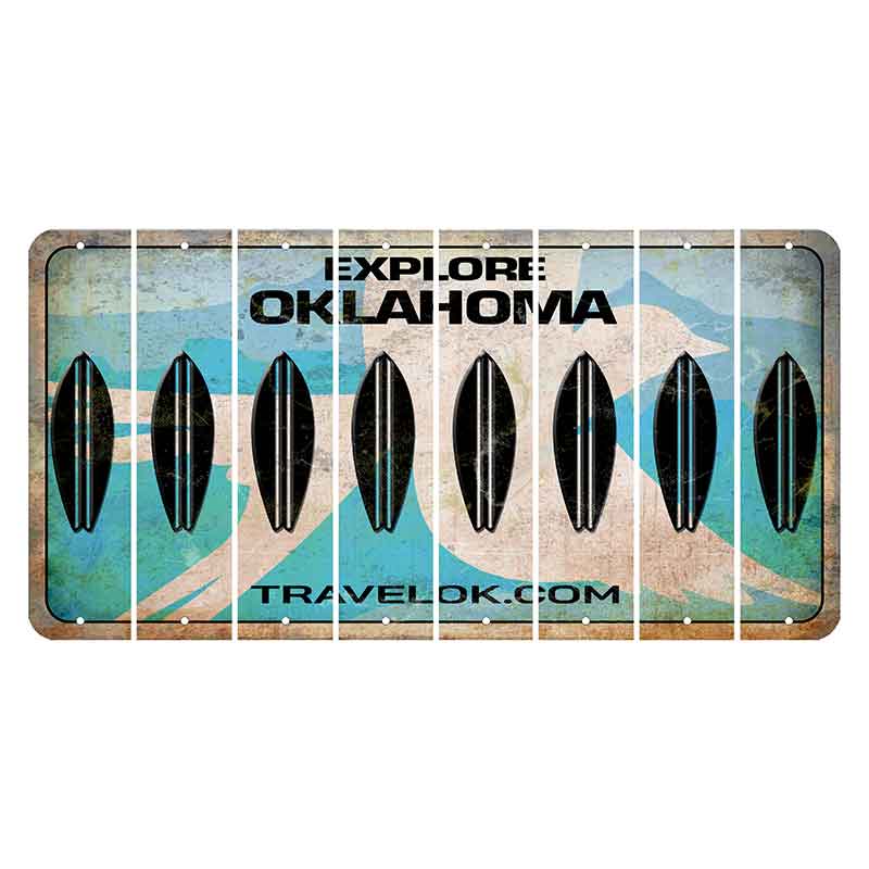 Oklahoma Scissor-Tailed Flycatcher Cut License Plate Strips (Set of 8) Surfboard