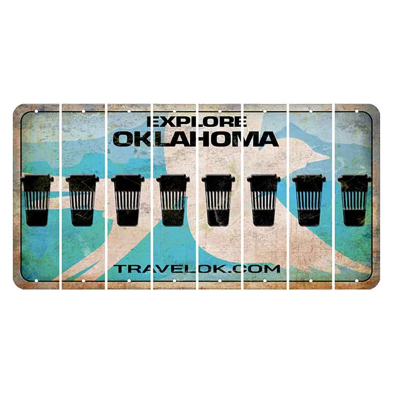 Oklahoma Scissor-Tailed Flycatcher Cut License Plate Strips (Set of 8) Latte