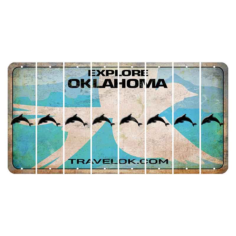 Oklahoma Scissor-Tailed Flycatcher Cut License Plate Strips (Set of 8) Dolphin