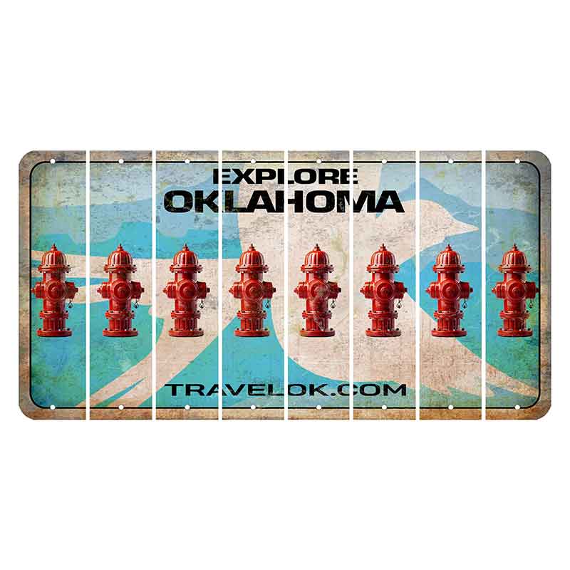 Oklahoma Scissor-Tailed Flycatcher Cut License Plate Strips (Set of 8) Fire Hydrant