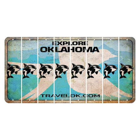 Oklahoma Scissor-Tailed Flycatcher Cut License Plate Strips (Set of 8) Whale