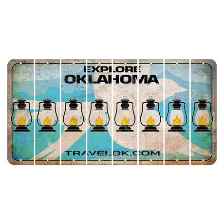 Oklahoma Scissor-Tailed Flycatcher Cut License Plate Strips (Set of 8) Lantern