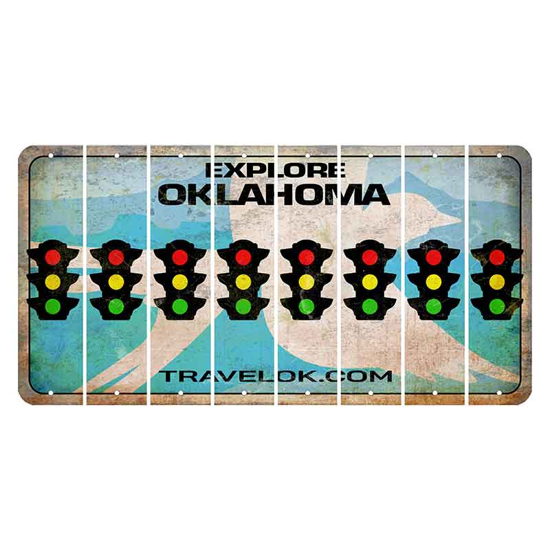 Oklahoma Scissor-Tailed Flycatcher Cut License Plate Strips (Set of 8) Traffic Light