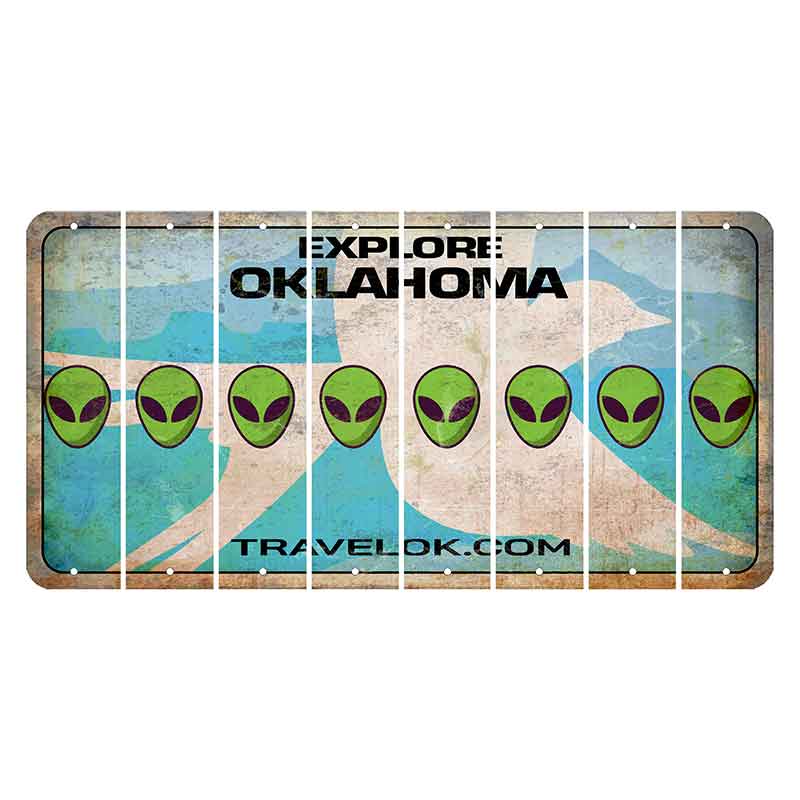 Oklahoma Scissor-Tailed Flycatcher Cut License Plate Strips (Set of 8) Alien