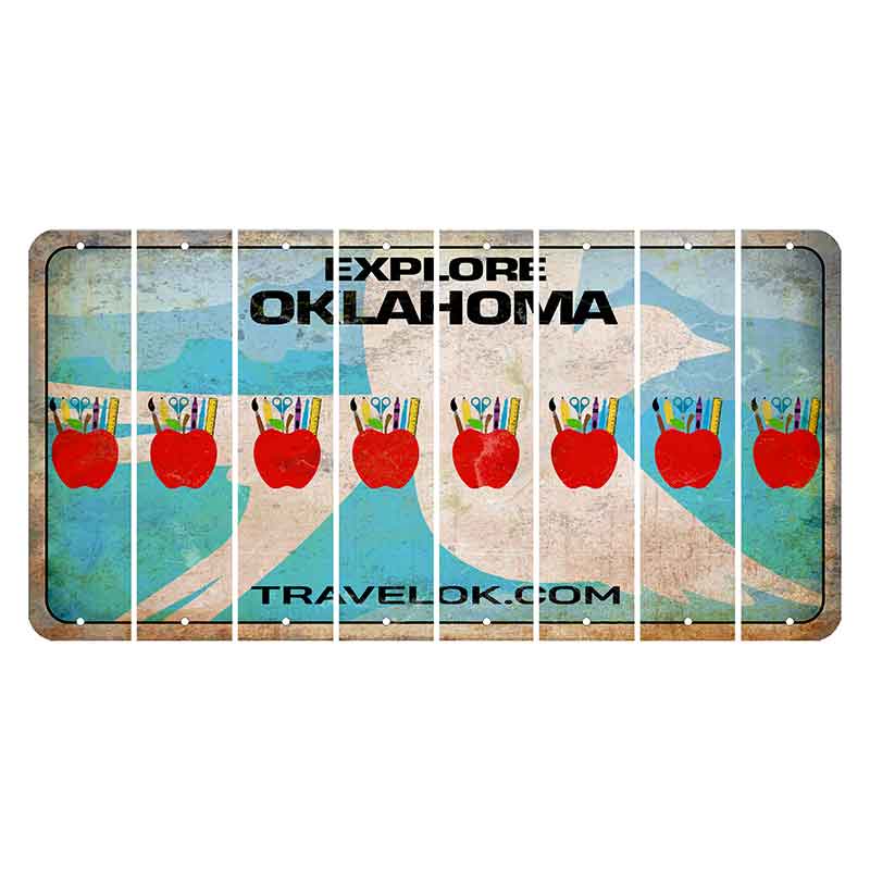 Oklahoma Scissor-Tailed Flycatcher Cut License Plate Strips (Set of 8) Teacher Apple