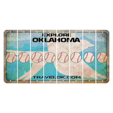 Oklahoma Scissor-Tailed Flycatcher Cut License Plate Strips (Set of 8) Baseball