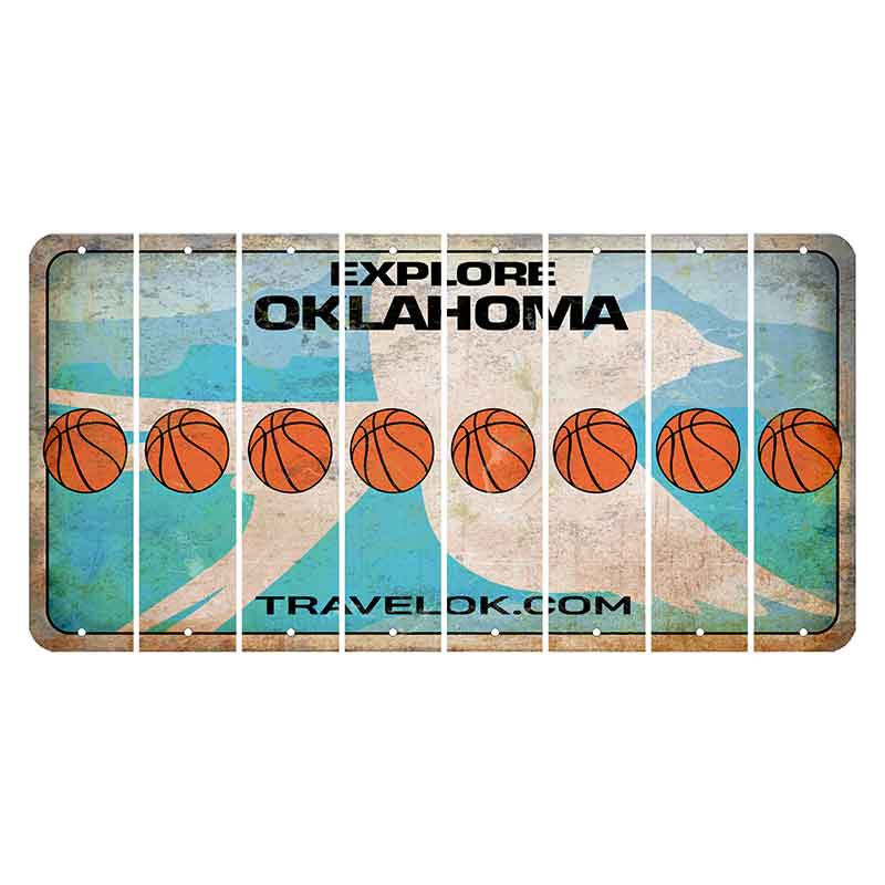 Oklahoma Scissor-Tailed Flycatcher Cut License Plate Strips (Set of 8) Basketball