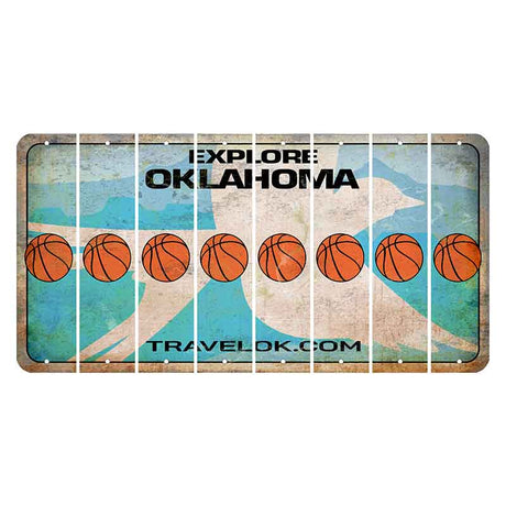 Oklahoma Scissor-Tailed Flycatcher Cut License Plate Strips (Set of 8) Basketball