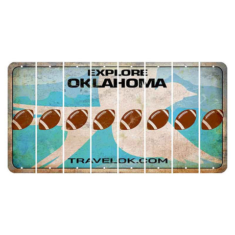 Oklahoma Scissor-Tailed Flycatcher Cut License Plate Strips (Set of 8) Football