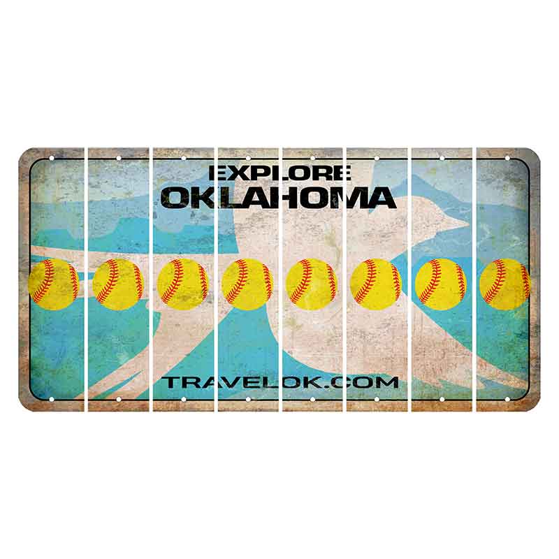 Oklahoma Scissor-Tailed Flycatcher Cut License Plate Strips (Set of 8) Softball