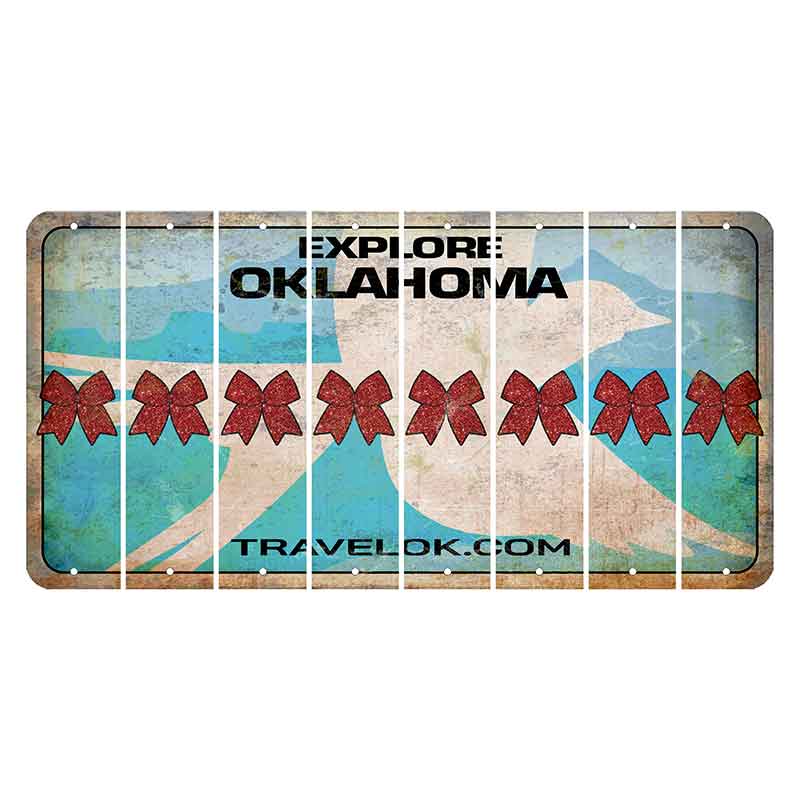 Oklahoma Scissor-Tailed Flycatcher Cut License Plate Strips (Set of 8) Cheer Bow