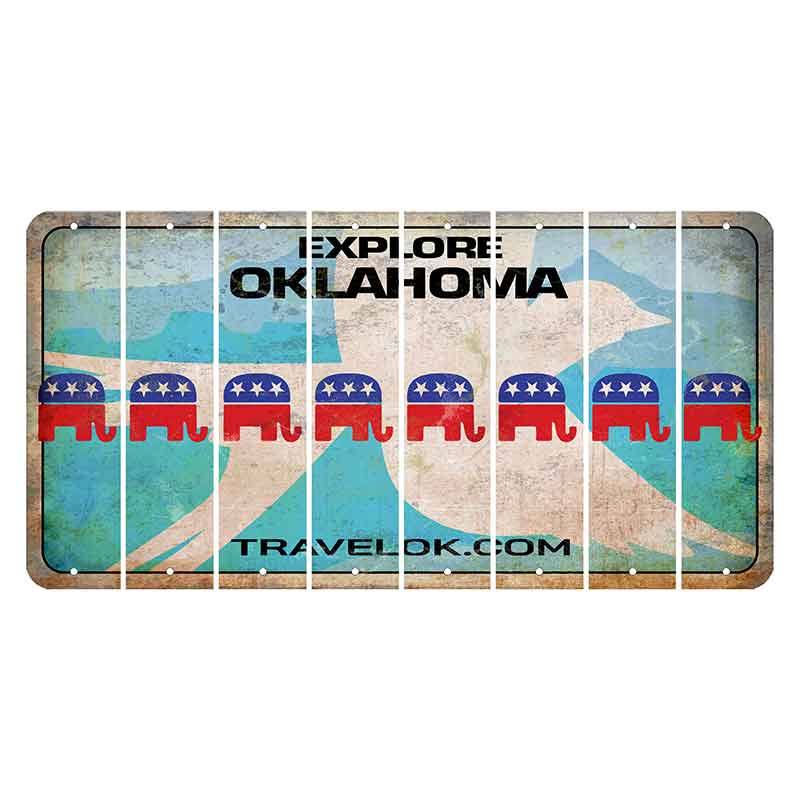 Oklahoma Scissor-Tailed Flycatcher Cut License Plate Strips (Set of 8) Republican