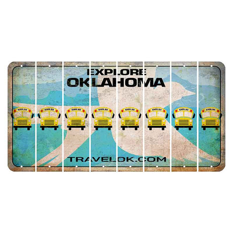 Oklahoma Scissor-Tailed Flycatcher Cut License Plate Strips (Set of 8) School Bus