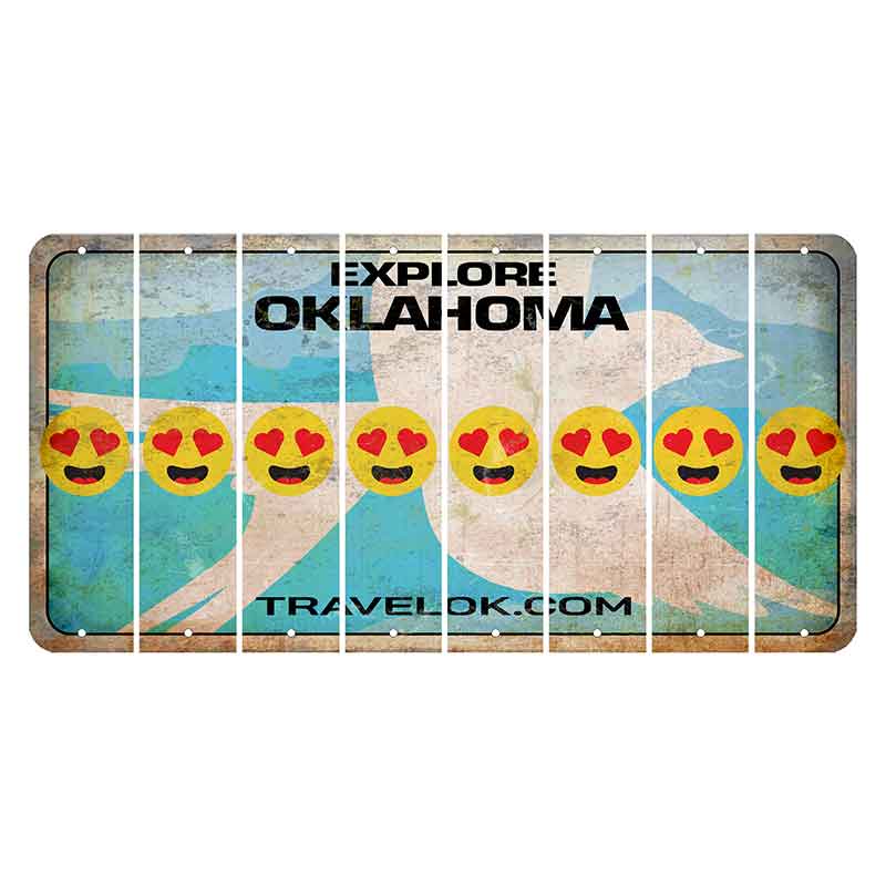 Oklahoma Scissor-Tailed Flycatcher Cut License Plate Strips (Set of 8) Emoji - Heart Eyes