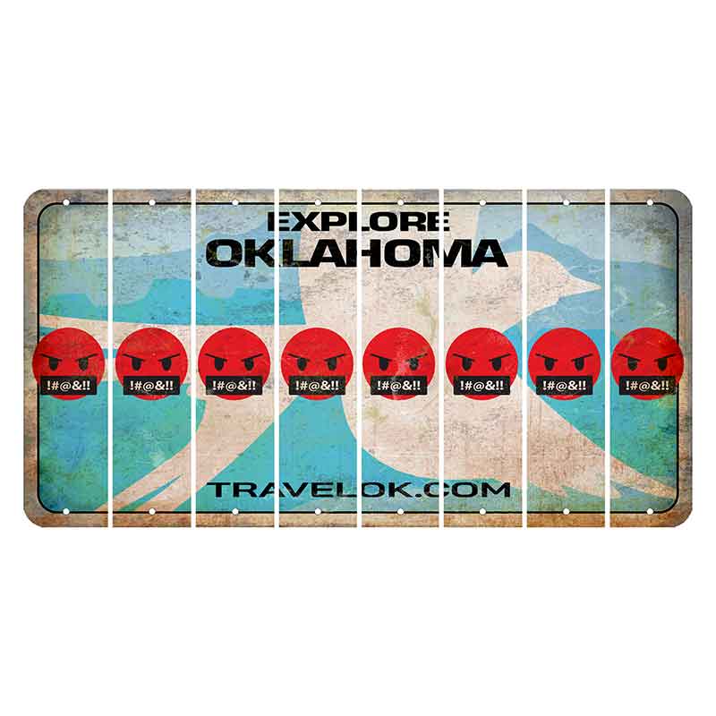 Oklahoma Scissor-Tailed Flycatcher Cut License Plate Strips (Set of 8) Emoji - Pissed