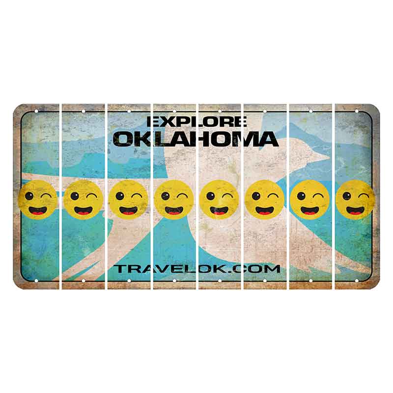 Oklahoma Scissor-Tailed Flycatcher Cut License Plate Strips (Set of 8) Emoji - Winking