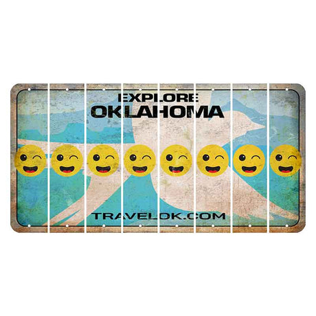 Oklahoma Scissor-Tailed Flycatcher Cut License Plate Strips (Set of 8) Emoji - Winking