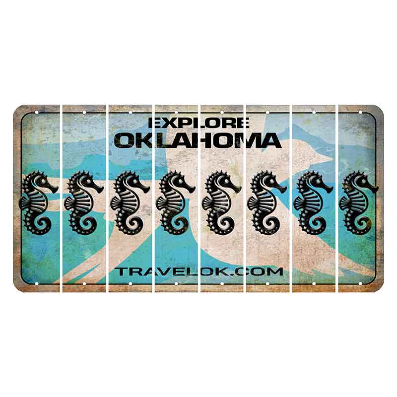 Oklahoma Scissor-Tailed Flycatcher Cut License Plate Strips (Set of 8) Seahorse