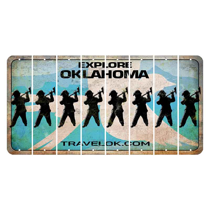 Oklahoma Scissor-Tailed Flycatcher Cut License Plate Strips (Set of 8) Fireman with Axe